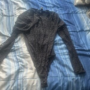 Forever 21 Black Mesh Patterned Bodysuit